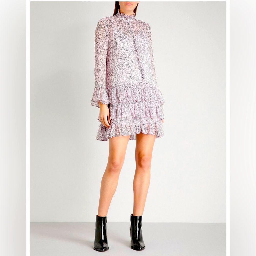Zadig & Voltaire Rebbie Goa Ruffle Floral Chiffon pink Dress. Size S, US 2-4.